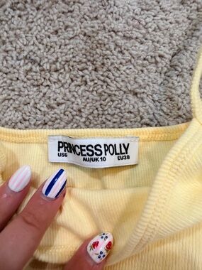 Princess Polly Pale Yellow Ribbed Tank